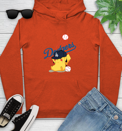 MLB Pikachu Baseball Sports Los Angeles Dodgers Youth Hoodie 5