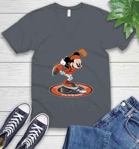 NHL Hockey Philadelphia Flyers Cheerful Mickey Disney Shirt V-Neck T-Shirt 5