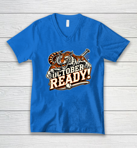 October Ready Baseball Tiger Fan V-Neck T-Shirt 4