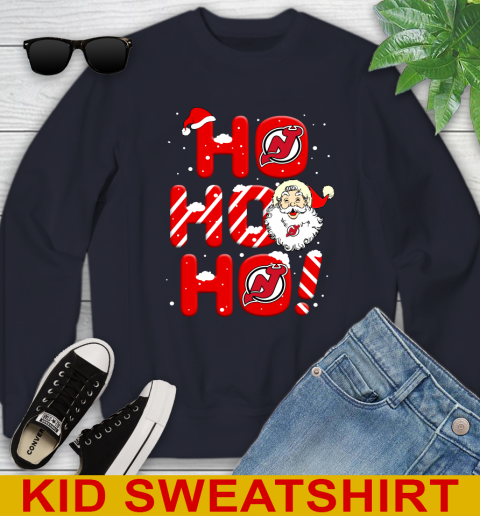 New Jersey Devils NHL Hockey Ho Ho Ho Santa Claus Merry Christmas Shirt Youth Sweatshirt 2
