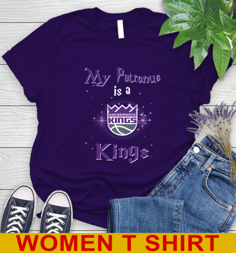 NBA Basketball Harry Potter My Patronus Is A Sacramento Kings Women's T-Shirt 4