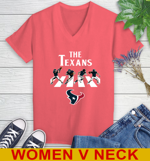 NFL Football Houston Texans The Beatles Rock Band Shirt Women's V-Neck T-Shirt 6
