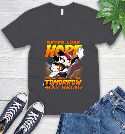 Houston Texans NFL Football Mickey Disney Never Lose Hope V-Neck T-Shirt 4