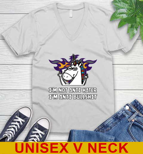 Phoenix Suns NBA Basketball Unicorn I'm Not Anti Hater I'm Anti Bullshit V-Neck T-Shirt