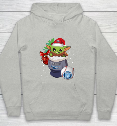 Tampa Bay Rays Christmas Baby Yoda Star Wars Funny Happy MLB Youth Hoodie 2