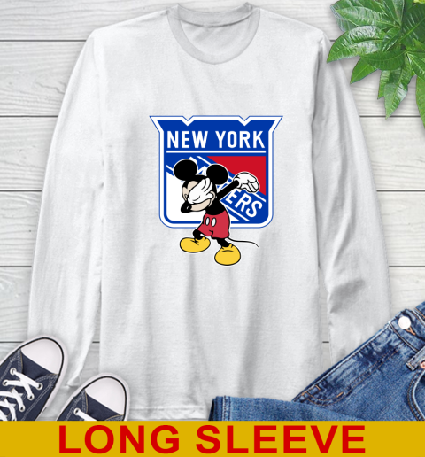 New York Rangers NHL Hockey Dabbing Mickey Disney Sports Long Sleeve T-Shirt