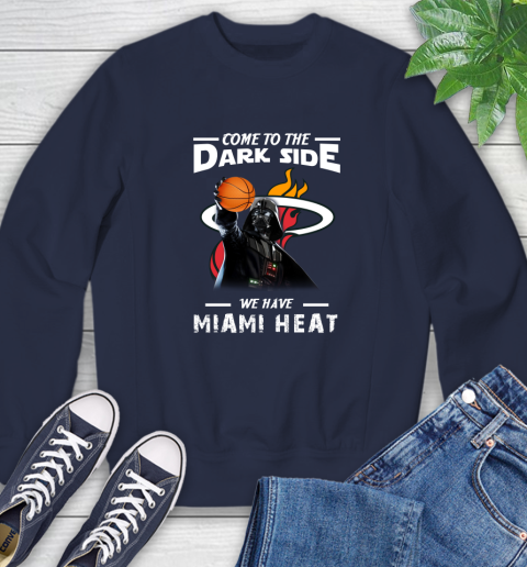 NBA Come To The Dark Side We Have Miami Heat Star Wars Darth Vader Basketball Sweatshirt 2