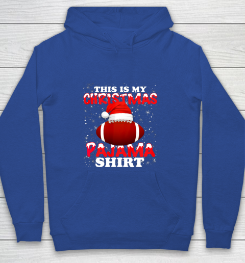 Football Christmas Gifts Santa Hat Funny Xmas Pajamas Youth Hoodie 6