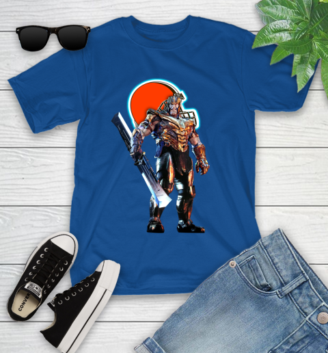 NFL Thanos Gauntlet Avengers Endgame Football Cleveland Browns Youth T-Shirt 9