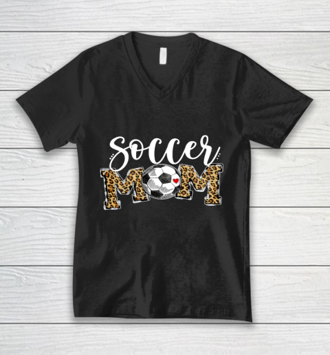 Soccer Mom Leopard Funny Soccer Mom Shirt Mother s Day 2021 V-Neck T-Shirt