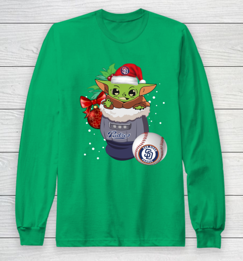 San Diego Padres Christmas Baby Yoda Star Wars Funny Happy MLB Long Sleeve T-Shirt 7