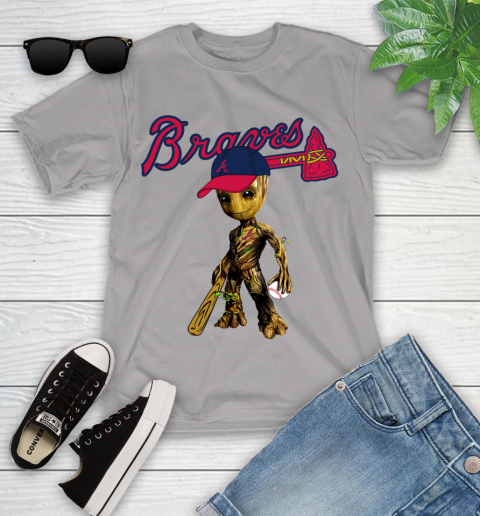 MLB Atlanta Braves Groot Guardians Of The Galaxy Baseball Youth T-Shirt 4