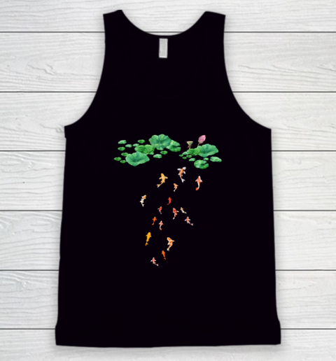 Watercolor Japanese Koi Fish Goldfish Lily Pad Lotus Leaf Shirt Tank Top