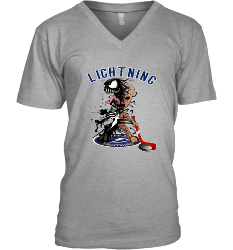 NHL Tampa Bay Lightning Hockey Venom Groot Guardians Of The Galaxy tv4VuSl6kAL v neck unisex 8 95 151514 front sport grey