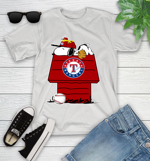 MLB Texas Rangers Snoopy Woodstock The Peanuts Movie Baseball T Shirt Youth T-Shirt