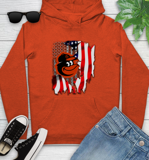 Baltimore Orioles MLB Baseball American Flag Youth Hoodie 4