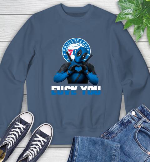 NBA Philadelphia 76ers Deadpool Love You Fuck You Basketball Sports Sweatshirt 8