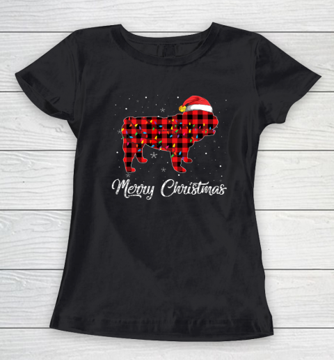 Christmas English Bulldog Red Plaid Dog Lover Pajama Gift Women's T-Shirt