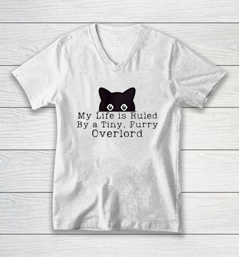 My Life is Ruled by a Tiny Furry Overlord Funny Cat V-Neck T-Shirt