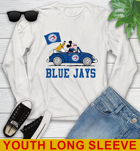 MLB Baseball Toronto Blue Jays Pluto Mickey Driving Disney Shirt Youth Long Sleeve 12