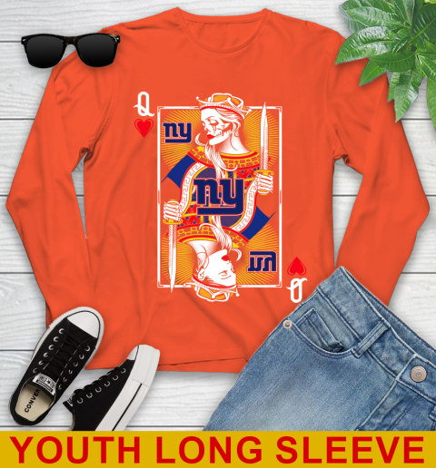 NFL Football New York Giants The Queen Of Hearts Card Shirt Youth Long Sleeve 3