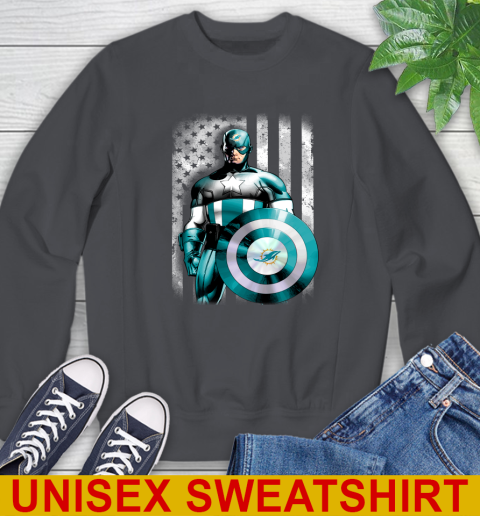 Miami Dolphins NFL Football Captain America Marvel Avengers American Flag Shirt Sweatshirt 7