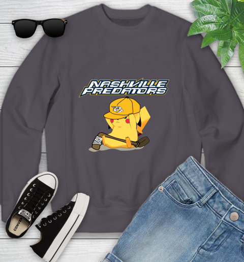NHL Pikachu Hockey Sports Nashville Predators Youth Sweatshirt 6