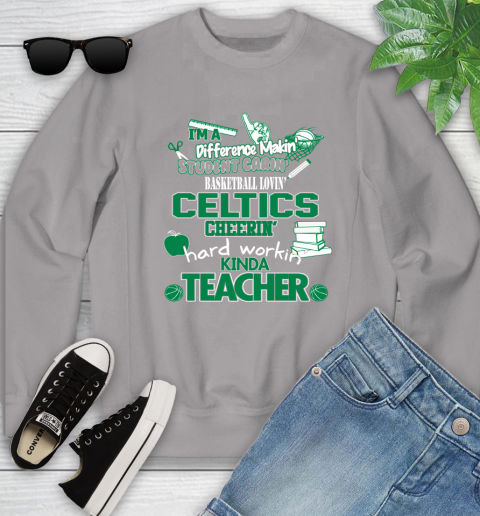 Boston Celtics NBA I'm A Difference Making Student Caring Basketball Loving Kinda Teacher Youth Sweatshirt 3