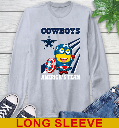 NFL Football Dallas Cowboys Captain America Marvel Avengers Minion Shirt Long Sleeve T-Shirt 6