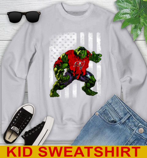 Tampa Bay Buccaneers Hulk Marvel Avengers NFL Football American Flag Youth Sweatshirt 3