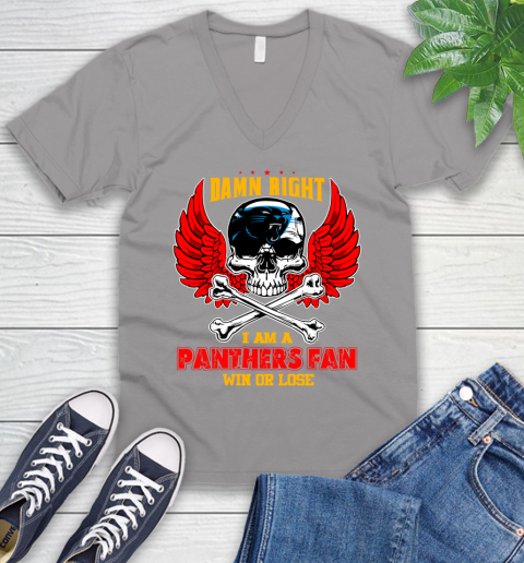 NFL Damn Right I Am A New York Jets Win Or Lose Skull Football Sports (2) V-Neck T-Shirt 3