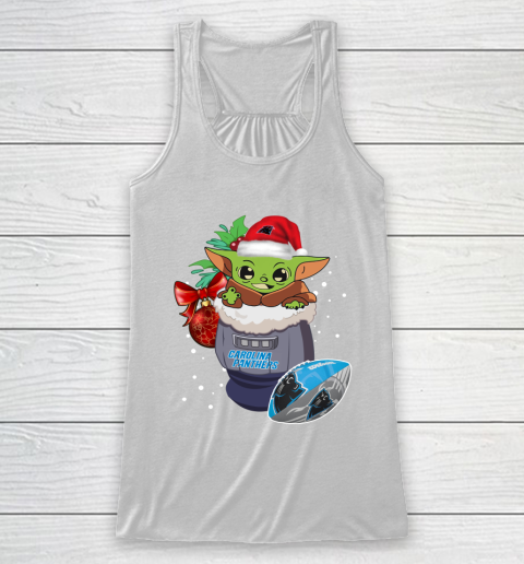 Carolina Panthers Christmas Baby Yoda Star Wars Funny Happy NFL Racerback Tank 2
