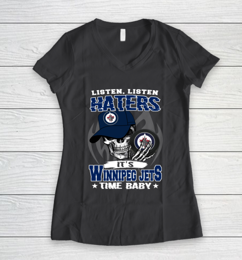 Listen Haters It is JETS Time Baby NHL Women's V-Neck T-Shirt 6