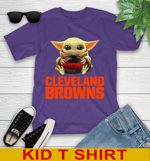 NFL Football Cleveland Browns Baby Yoda Star Wars Shirt Youth T-Shirt 4
