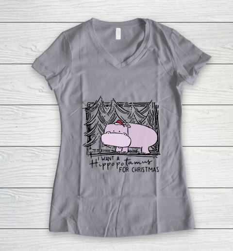 I Want A Hippopotamus For Christmas Hippo for Kid Women Men Women's V-Neck T-Shirt 2