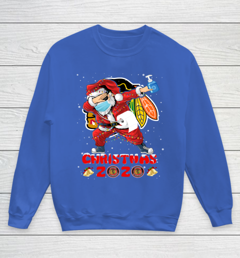 Chicago Blackhawks Funny Santa Claus Dabbing Christmas 2020 NHL Youth Sweatshirt 6