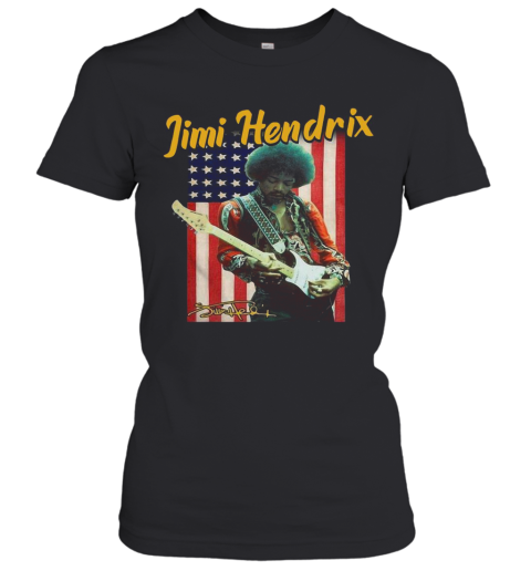 Jimi Hendrix American Flag Signature shirt Women's T-Shirt