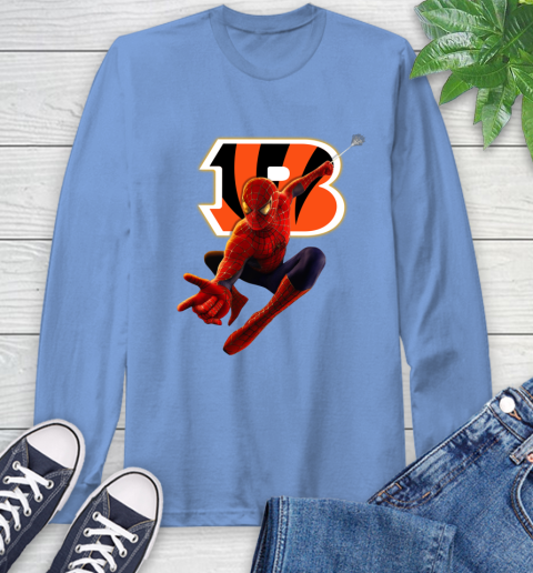 NFL Spider Man Avengers Endgame Football Cincinnati Bengals Long Sleeve T-Shirt 11