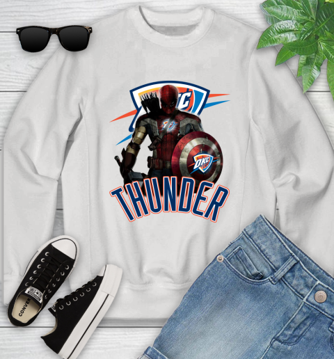 Oklahoma City Thunder NBA Basketball Captain America Thor Spider Man Hawkeye Avengers Youth Sweatshirt