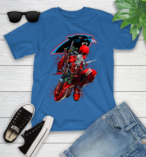 NFL Deadpool Marvel Comics Sports Football Carolina Panthers Youth T-Shirt 9