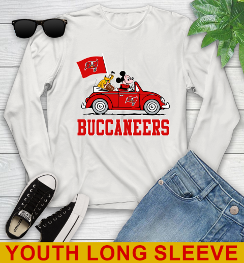 NFL Football Tampa Bay Buccaneers Pluto Mickey Driving Disney Shirt Youth Long Sleeve 12
