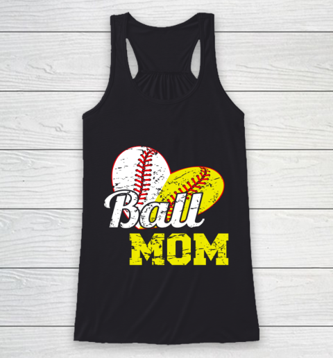 Funny Ball Mom Softball Baseball Outfit For Women Mother Day Racerback Tank