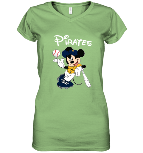Baseball Mickey Team Pittsburgh Pirates Women's V-Neck T-Shirt 