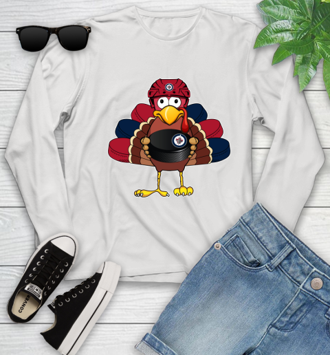 Winnipeg Jets Turkey Thanksgiving Day Youth Long Sleeve