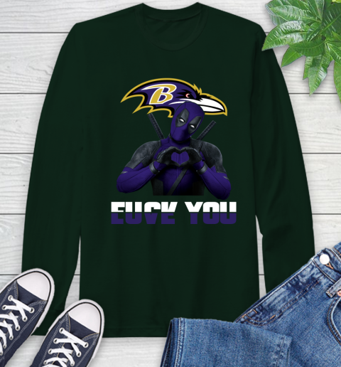 NHL Baltimore Ravens Deadpool Love You Fuck You Football Sports Long Sleeve T-Shirt 7