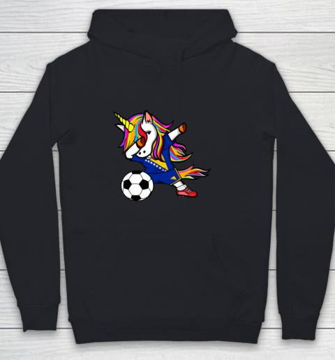 Dabbing Unicorn Bosnia and Herzegovina Football Flag Soccer Youth Hoodie
