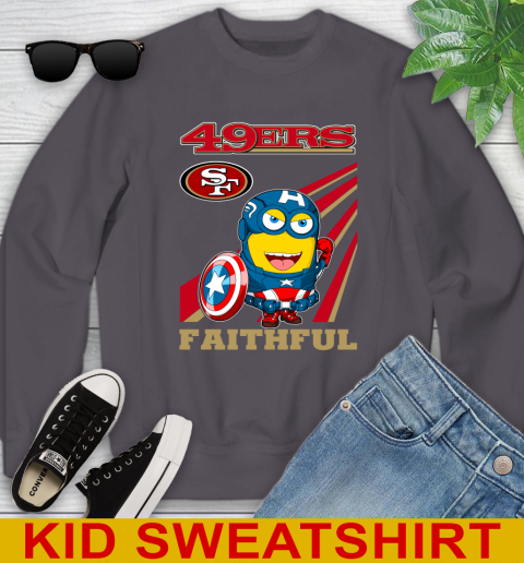 NFL Football San Francisco 49ers Captain America Marvel Avengers Minion Faithful Shirt Youth Sweatshirt 5