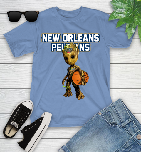 New Orleans Pelicans NBA Basketball Groot Marvel Guardians Of The Galaxy Youth T-Shirt 11