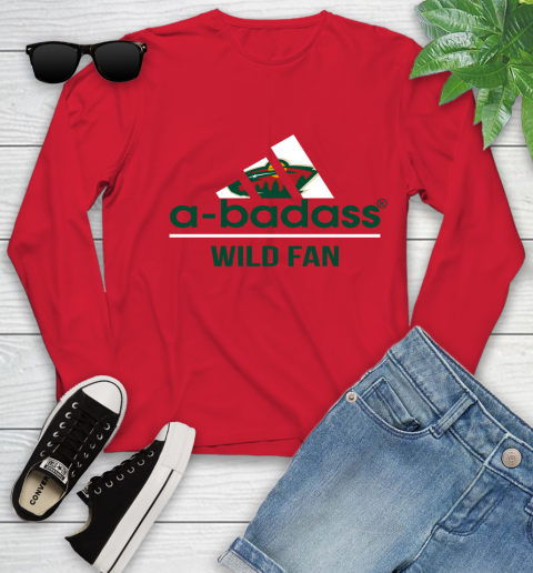 NHL A Badass Minnesota Wild Fan Adidas Hockey Sports Youth Long Sleeve 11