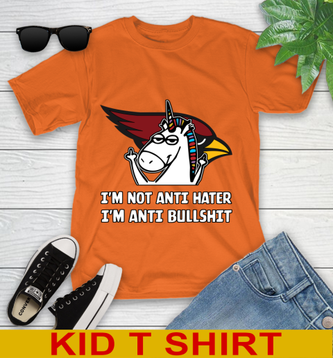 Arizona Cardinals NFL Football Unicorn I'm Not Anti Hater I'm Anti Bullshit Youth T-Shirt 7